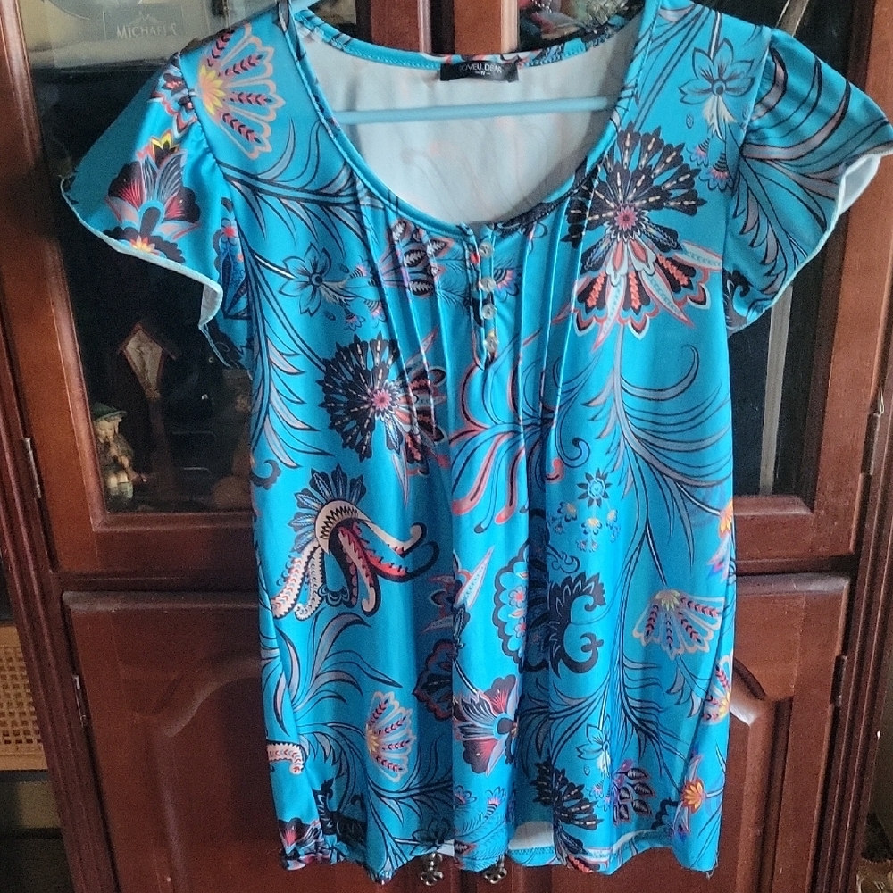 Colorful Floral Blouse M